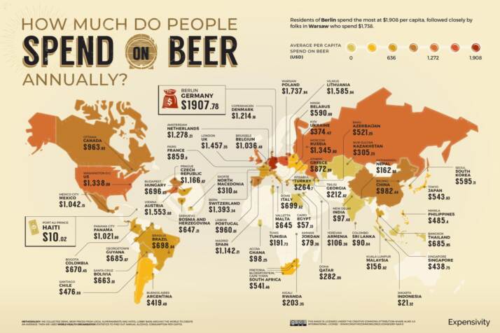 mappa acquisti di birra nel mondo