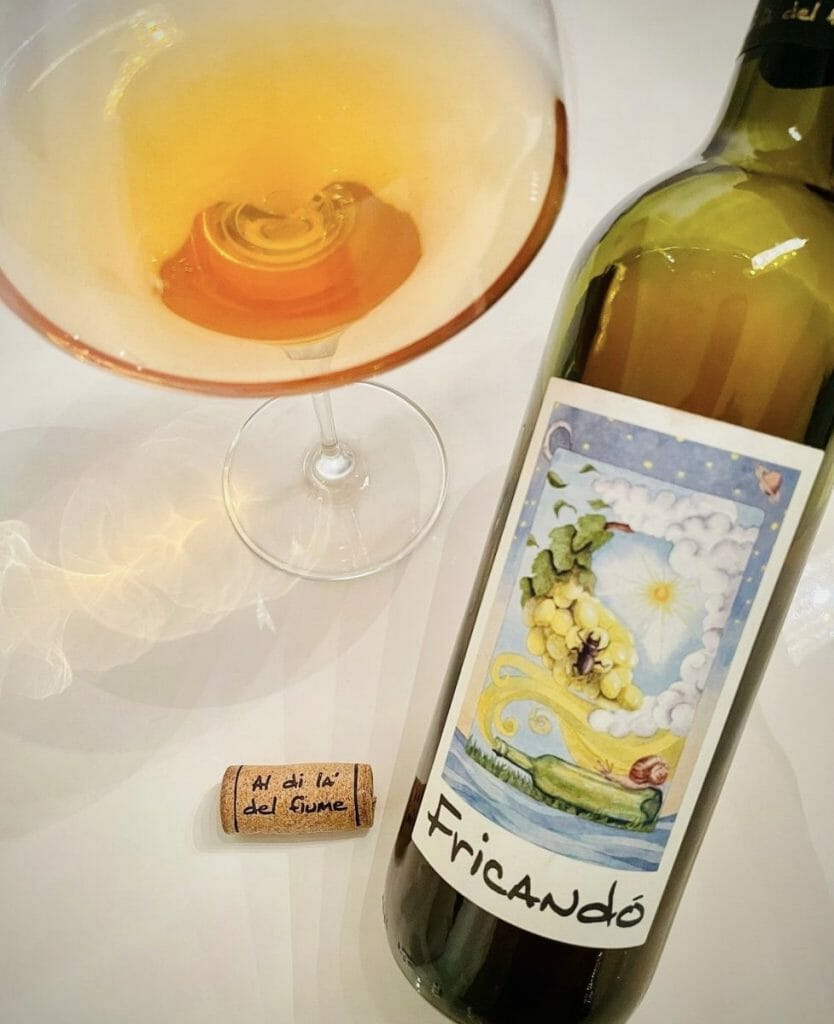bottiglia e calice di vino Il Fricandò