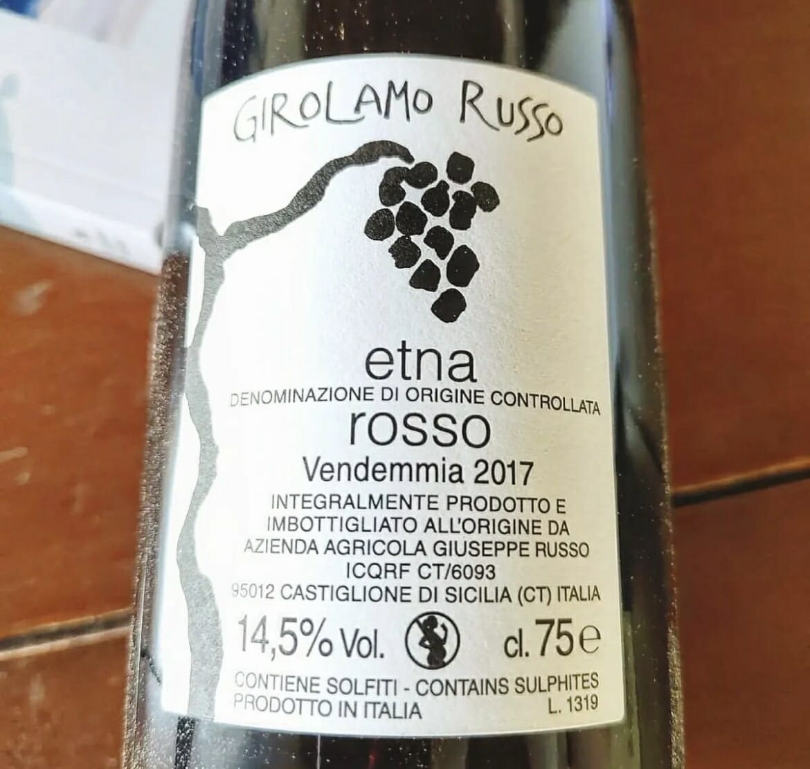 Etna Rosso DOC "A Rina" 2017 della cantina Girolamo Russo