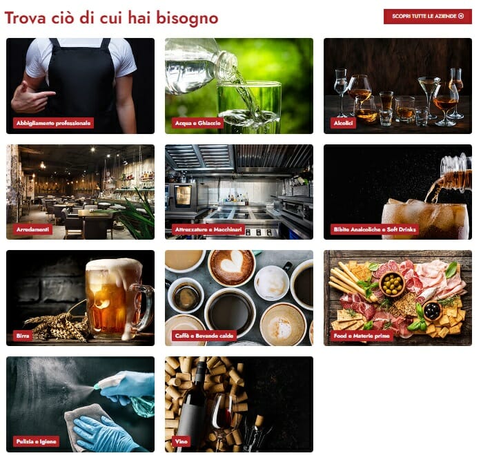 Categorie su portale Fornitori HoReCa