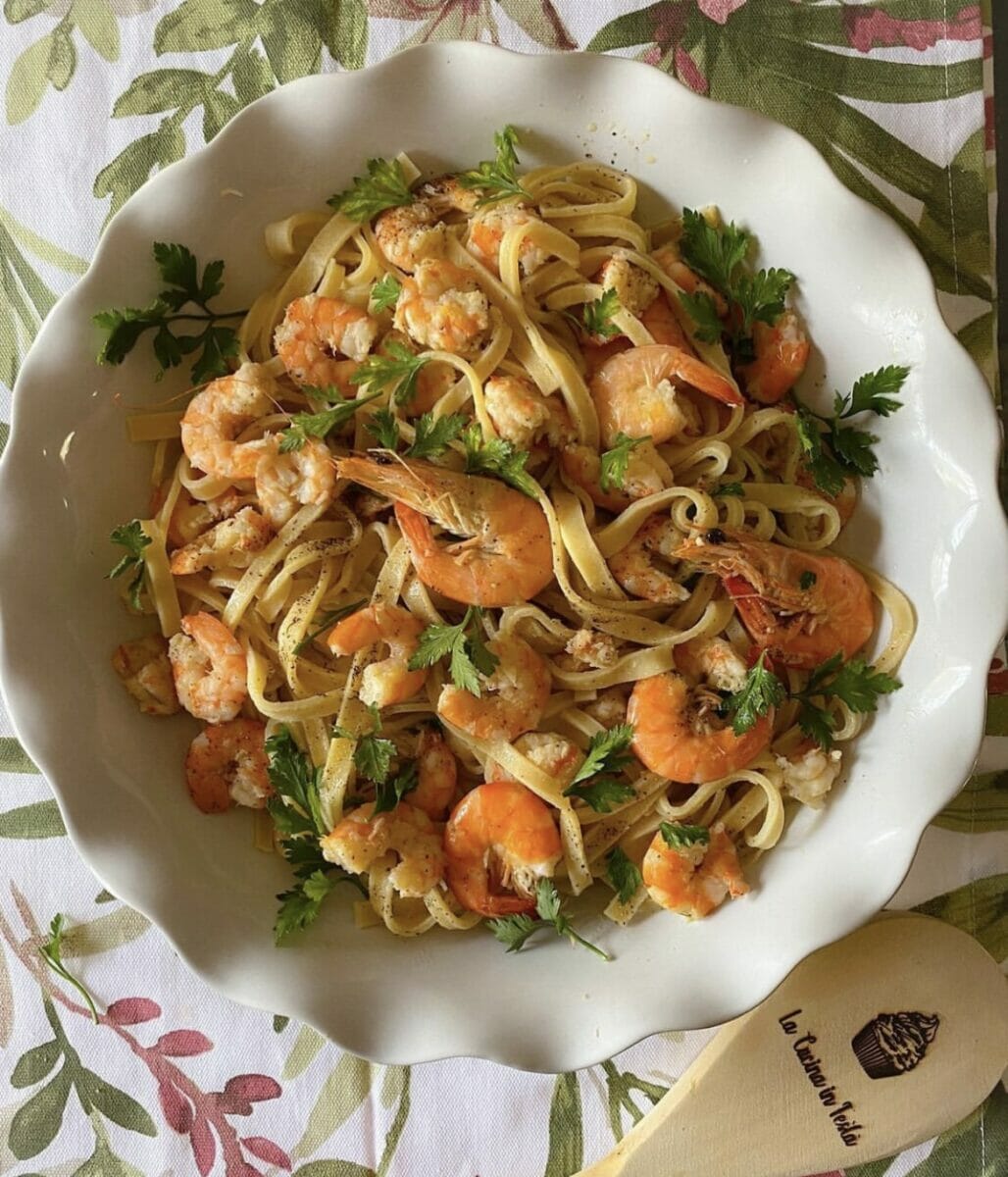 tagliatelle di legumi ai gamberi