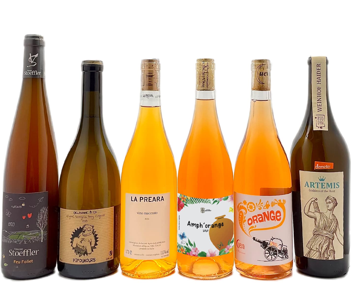 Bottiglie vino orange