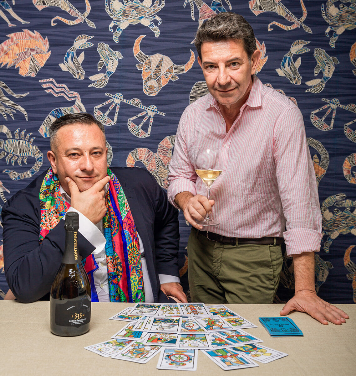 "Bubbles & Tarots" Vini Montelvini, Massimo Giannone (sx) e Gianluca Biscalchin (dx)