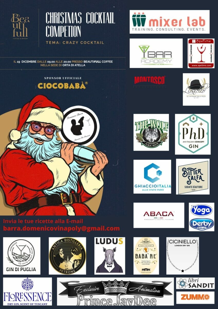 locandina con loghi e Babbo Natale