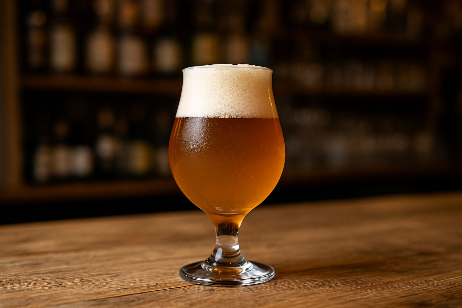 Schiuma birra compatta in bicchiere di vetro