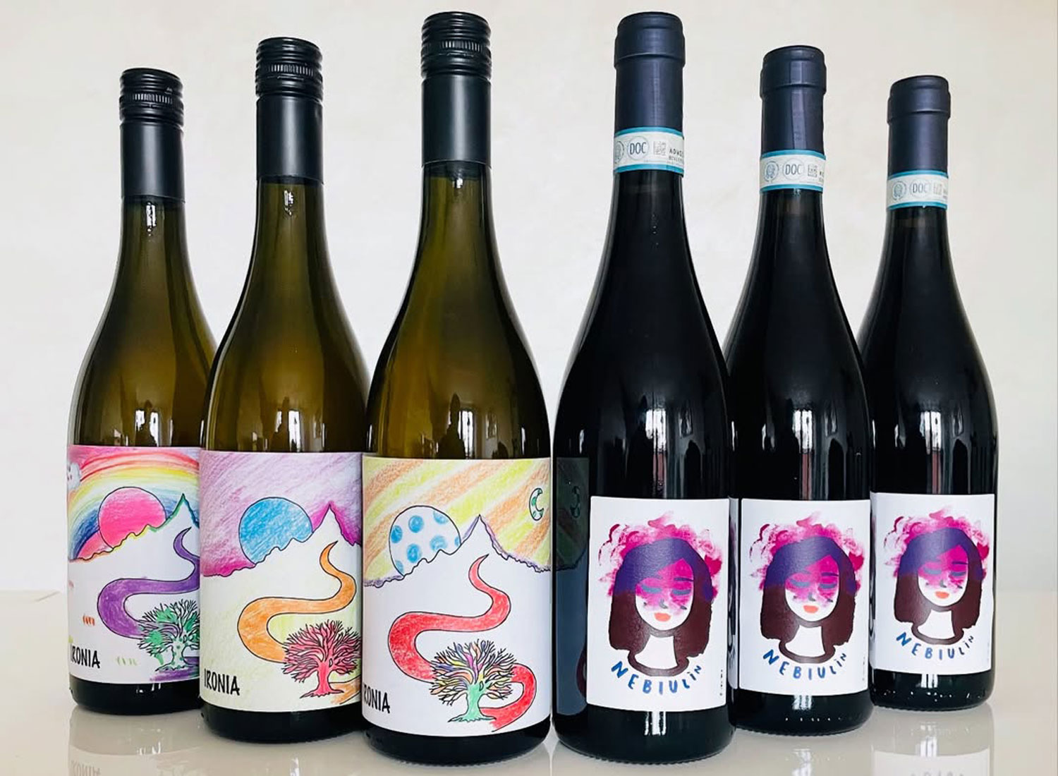 Cantina Roero Le More Bianche bottiglie Arneis e Nebbiolo di Ale Bovio nel Piemonte