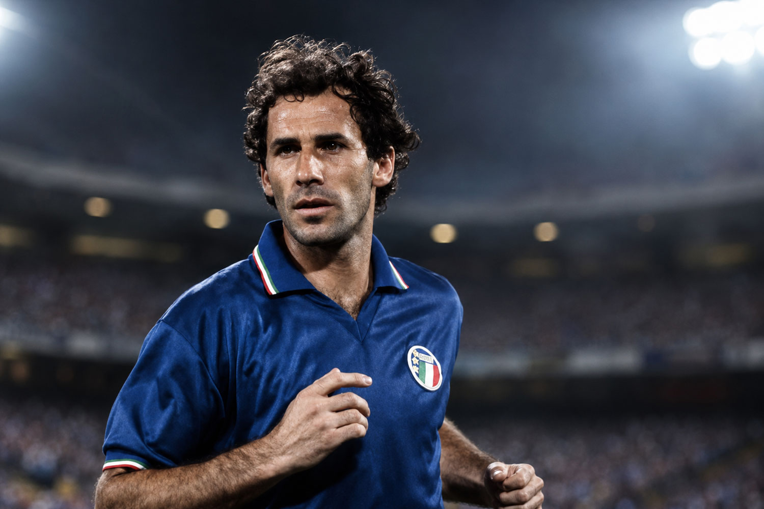 Franco Baresi con la maglia della Nazionale italiana durante una partita