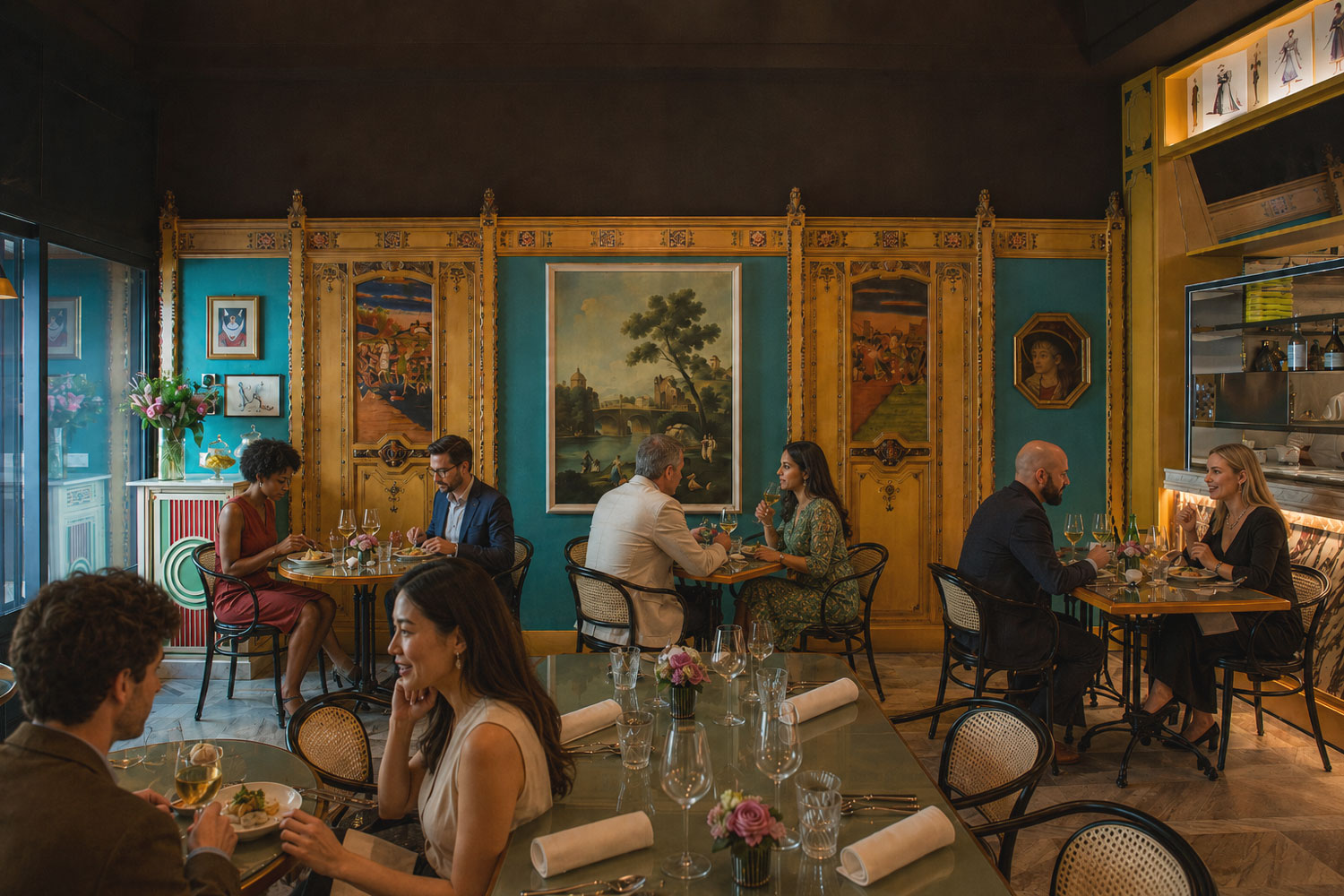 VICO Pizza&Wine Roma con clienti a cena nella sala storica vicino al Pantheon