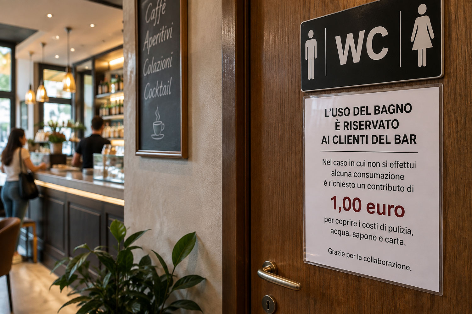 Bagno bar a pagamento con contributo di 1 euro per i non clienti