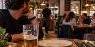Quanto bisogna aspettare al ristorante? Il ritmo giusto tra bevande e piatti Quanto bisogna aspettare al ristorante, birra servita mentre il cliente attende il piatto