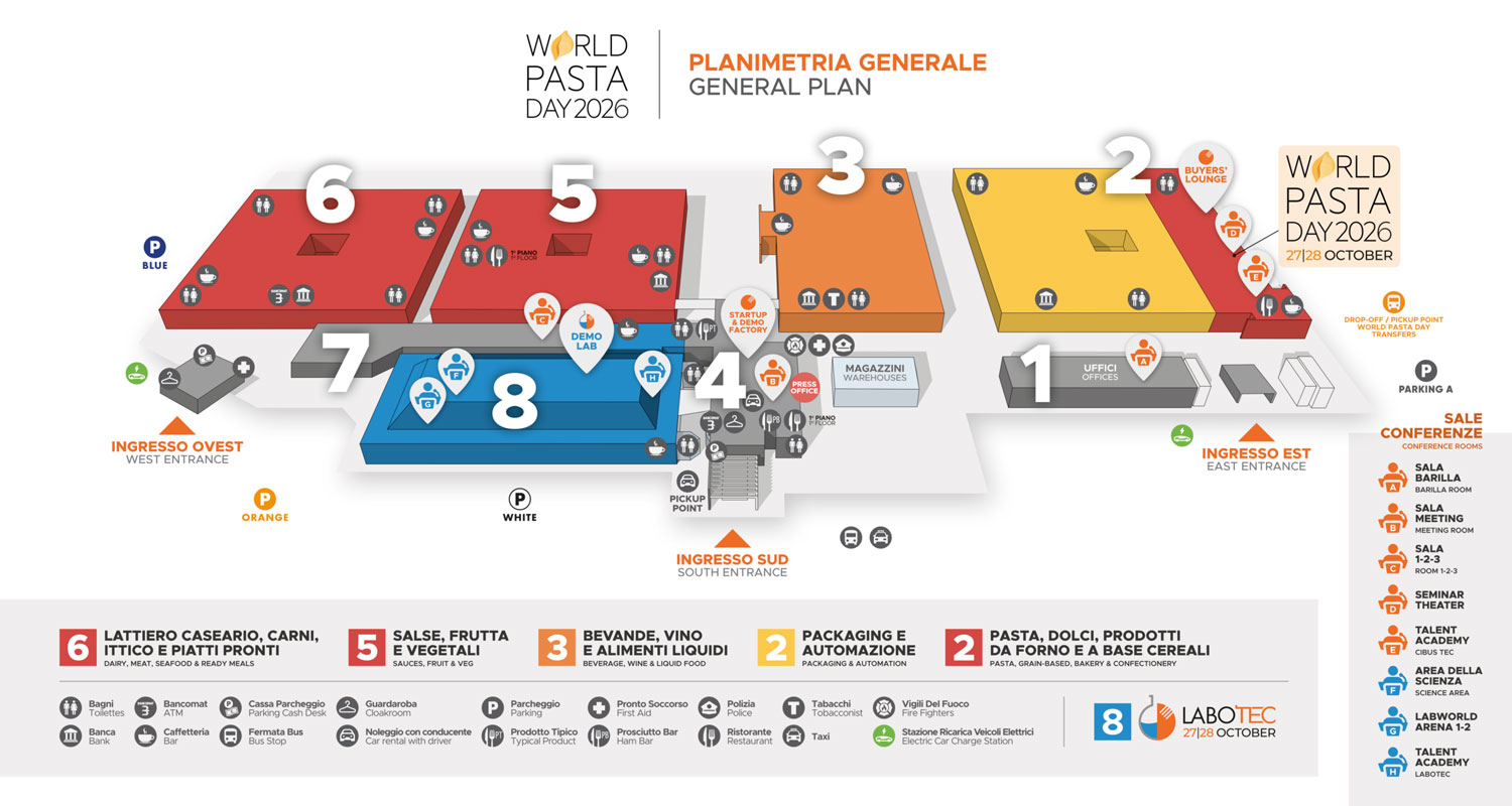 World Pasta Day 2026 planimetria Cibus Tec Fiere di Parma