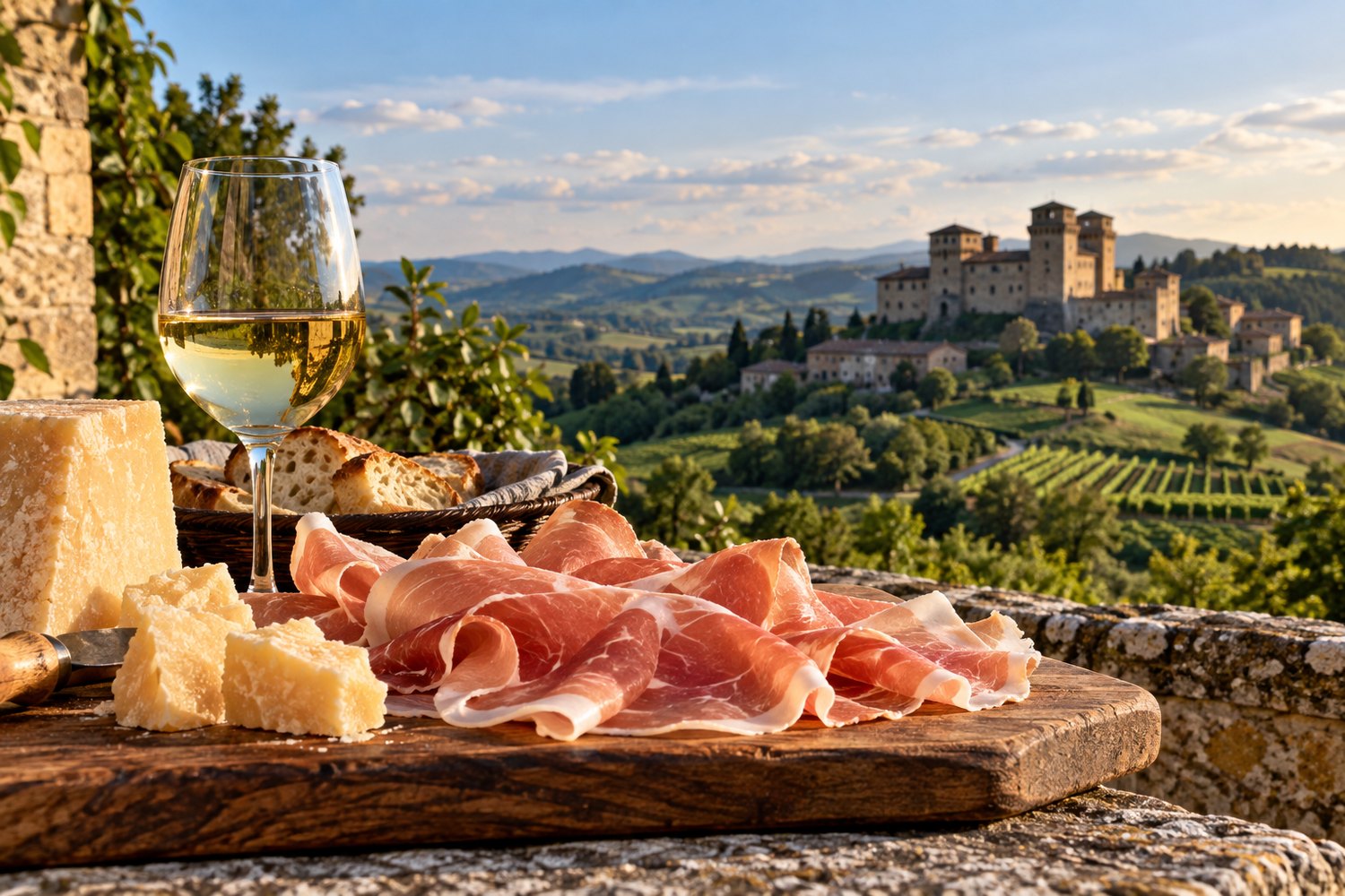 Strada del Prosciutto di Parma tra prosciutto, vino e colline della Food Valley